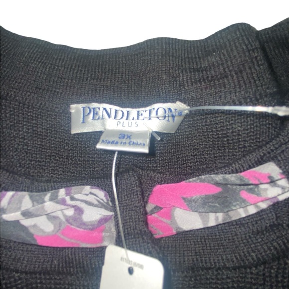 Pendleton plus 3X black cardigan with silk scarf accents nwts - Picture 7 of 14